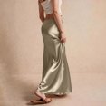 thumbnail image 6 of Women's Satin Fishtail Skirt, Solid Color High Waist Bodycon Midi Skirt, Elegant Slit Party Skirt for Wedding Guest, Evening and Club,Khaki,L, 6 of 6