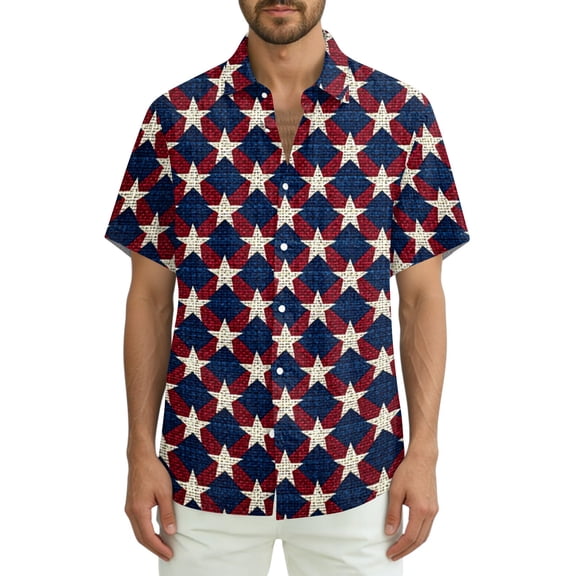 GrmtClth 250th Anniversary Usa Shirts for Men Hawaiian 1776-2026 Print Tops Classic Button Down Tee Relaxed Fit Short-Sleeve Clothing Red 2XL