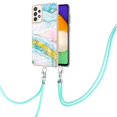 thumbnail image 1 of Alytech Galaxy A52 5G Case, Galaxy A52 4G Case, Soft TPU Rubber Stylish Marble Shockproof Anti-scratch Slim Lightweight Back Cover with Lanyard for Samsung Galaxy A52 5G/ Galaxy A52 4G, Green Pink, 1 of 4