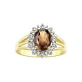 thumbnail image 6 of RYLOS Women's 14K Yellow Gold Princess Diana Inspired Ring & Necklace W/ 18" Chain Gemstone & Diamonds 9X7MM Smoky Quartz June Birthstone . 2 PC Perfectly Matched Gold Jewelry Ring Size 10, 6 of 10