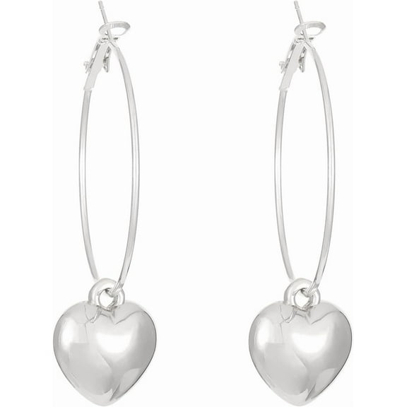 1 Pair Large Hoop Earrings With Cute Love Heart Shaped Charm Dangle Drop Dangling Earrings Wedding Party Prom Earrings Everyday Illusion Jewelry for Women Birthday Party Jewelry Gifts