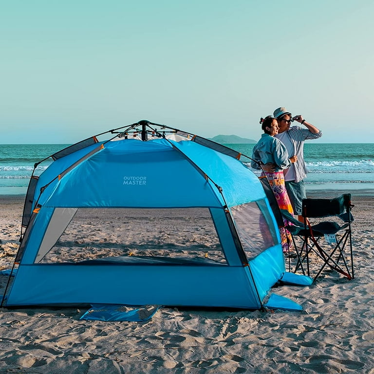  OutdoorMaster Tents, 4/6/8 Person Camping Tent with Dark Space  Technology, Easy Setup in 60 Seconds, Weatherproof Pop Up Tent for Camping  with Top Rainfly, Instant Cabin Tent (Upgrade Blue, 4