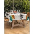 thumbnail image 3 of Outdoor Table Cloth with Umbrella Hole and Zipper, Teal Yellow Orange Grey Waterproof Rectangle Tablecloth 54"x80", Middle Century Geometric Washable Table Cover for Outside Party Patio Picnic, 3 of 8