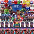 thumbnail image 2 of Decoraciones de fiesta de cumpleaños de Los Vengadores, globos de superhéroes de dibujos animados, vajilla de papel, fondos para Baby Shower, suministros de fiesta para niños, 2 of 4