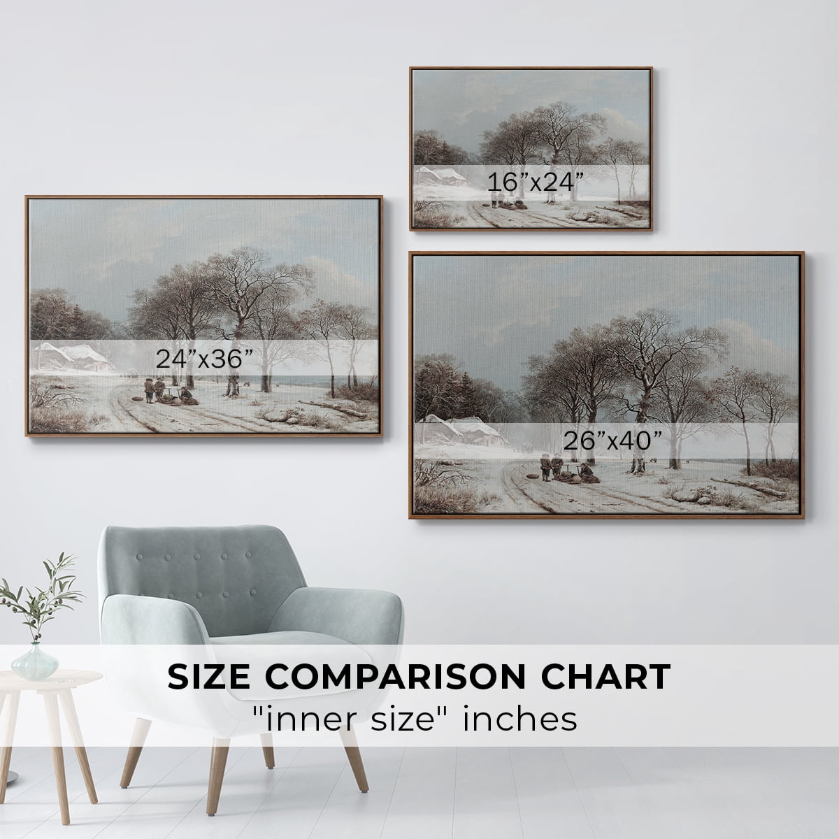 Vintage Landscape-CCLXX By Wexford Home Framed in Walnut Wood Gallery Wrapped Canvas 17 in. x 25 in.