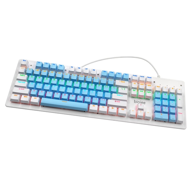 Amdohai biojee Wired 104-Key Real Mechanical Gaming Keyboard Rainbow Backlit Keyboard For Windows PC Laptop for Game and Office