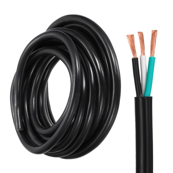 12 Gauge 3 Conductor Wire, 30ft SJTW Outdoor Extension Power Cable 12AWG 12/3 Wire Pure Copper Electrical Cable for Lawn Battery Automotive Outdoors, UL, 300V