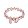 thumbnail image 1 of Nvzi Pulsera de mariposa de imitación de jade con forma de palomitas de maíz y cristal de mariposa, pulsera de estilo chino para mujer, regalo, rosa, 1 of 5