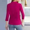 thumbnail image 4 of KDDYLITQ Polo Shirt for Women 3-Button Collared Shirts 3/4 Sleeve Office Dressy Tees Work Casual Spring Tops Hot Pink 2XL, 4 of 5