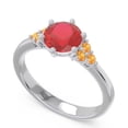 thumbnail image 2 of 2.15 Carat Round Cut Red Ruby & Citrine Gemstone New Design Engagement Ring for Ladies Solid 14K White Gold Size 4.5 by Diamond-Capitals, 2 of 7