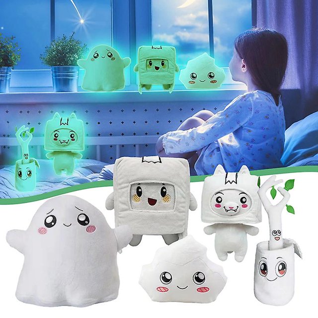 Lankybox-Peluche que brilla en la oscuridad, Foxy Boxy Ghosty Lanky Box, juguete suave extraíble, regalo para niños, almohada de cama para niña
