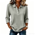 thumbnail image 2 of Hearthz Womens Tops 3/4 Sleeve Polo Shirts Casual Button V-Neck Tunic Tops To Wear with Leggings Business Dressy Shirts for Women, 2 of 5