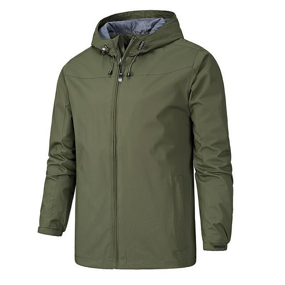 TIMIFIS Manteau de Pluie pour Hommes Imperméable Coupe-Vent Protection Solaire Fermeture Éclair à Capuche Couleur Unie Veste Athlétique Décontractée Mode Élégante Manteau