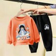 thumbnail image 7 of 5-6T Boys Girl Clothes Set Crewneck Sweatshirt Long Sleeve Tops + Jogger Pants Fall Winter Outfits 3T 4T 5T 6T 7T 8T 9T 10T Kids Orange Outfits, 7 of 7