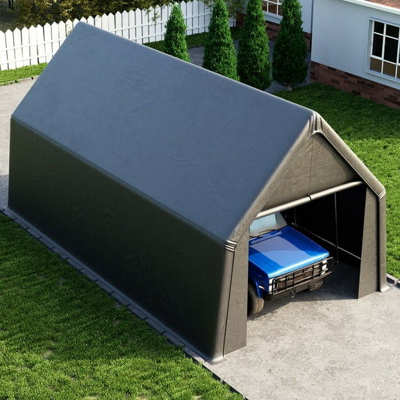 JULY'S SONG 13x24 FT Heavy Duty Carport Canopy- Reinforced Steel Frame Car Port for RV, Truck & Vehicle Shelter, All-Weather Portable Garages and Shelters, Black