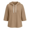 thumbnail image 4 of VSSSJ Women's 3/4 Sleeve Hooded Sweatshirt Loose Fit Batwing Sleeve Ribbed Textured Lightweight Fall Casual Pullover Shirt Tops XXL, 4 of 8