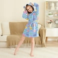 thumbnail image 3 of FORMRS Niños Bathrobe Unisex Hooded Robe Soft Plush Pajamas Sleepwear, Size 7-9T, Blue Cartoon Cat Pattern, 3 of 7