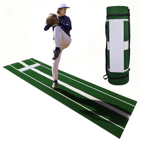 EVGTTI Softball Pitching Training Mat, 10x3 ft Artificial Turf Mound with Non-Slip Backing, Portable Practice Mound for Baseball & Fastpitch Practice