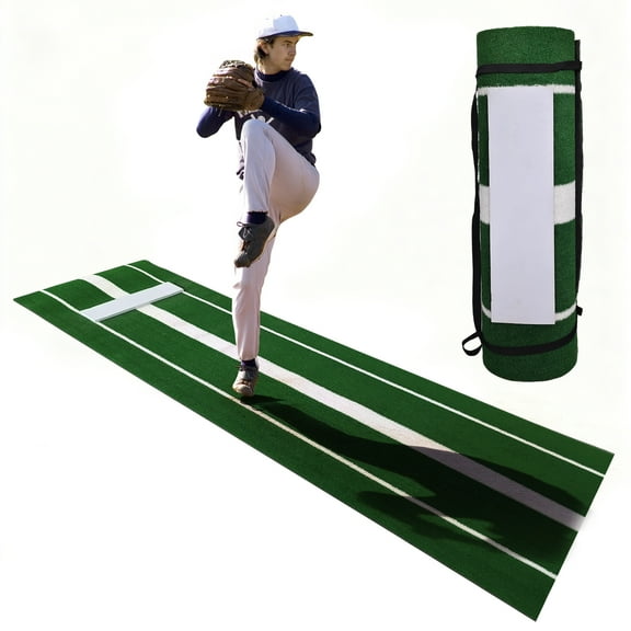 EVGTTI Softball Pitching Training Mat, 10x3 ft Artificial Turf Mound with Non-Slip Backing, Portable Practice Mound for Baseball & Fastpitch Practice