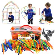 Playlearn 800 Pieces Building Straws and Connectors for Kids Educational Toys for Imagination Development