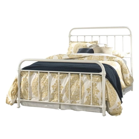 Bowery Hill Metal White Queen Panel Bed Square Design 62"W x 88.5"D Unassembled
