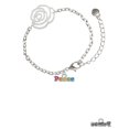 thumbnail image 2 of Delight Jewelry Rainbow Colored ''Peace'' Silver-tone Flower Link Chain Bracelet, 6.75"+2" Extender, 2 of 4