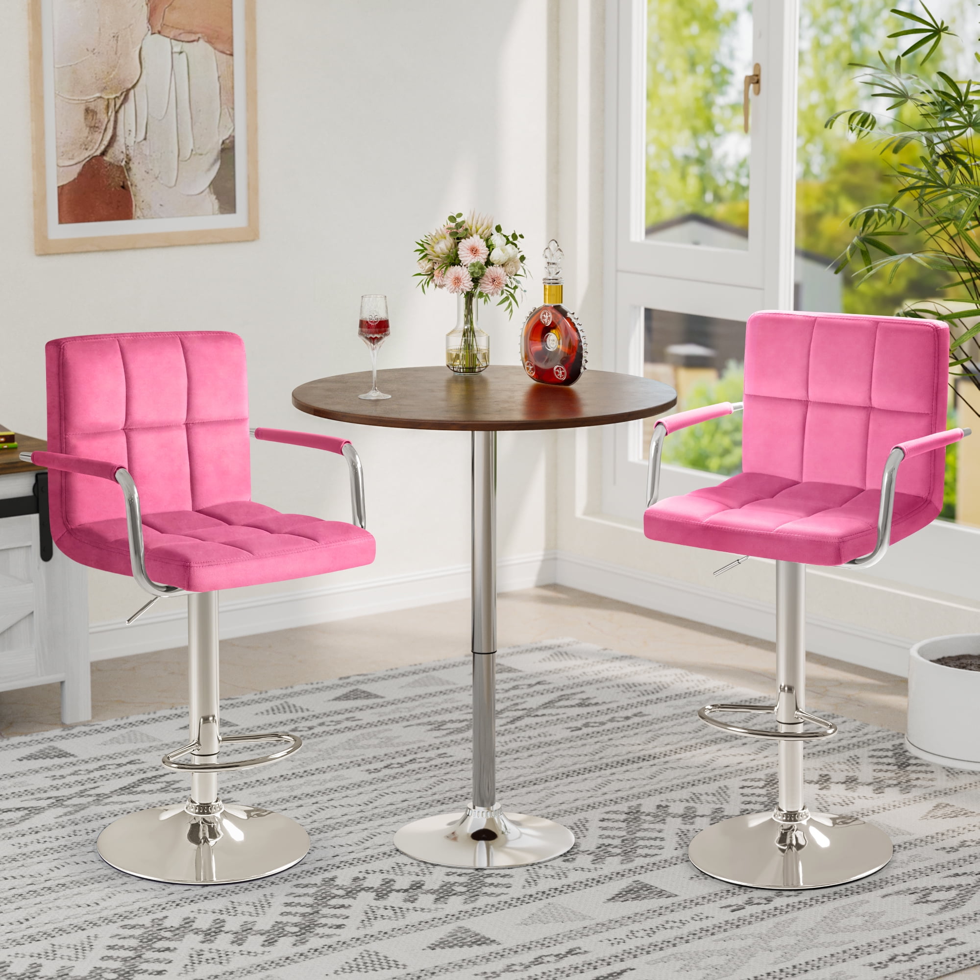 Homall Bar Stools Set of 2 Modern PU Leather Height Adjustable