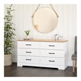 thumbnail image 4 of Pemberly Row 6-Drawer Wood Dresser with Handles in White/Natural Oak, 4 of 11