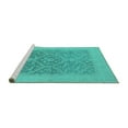 thumbnail image 2 of Ahgly Company Machine Washable Indoor Round Oriental Turquoise Blue Traditional Area Rugs, 4' Round, 2 of 4