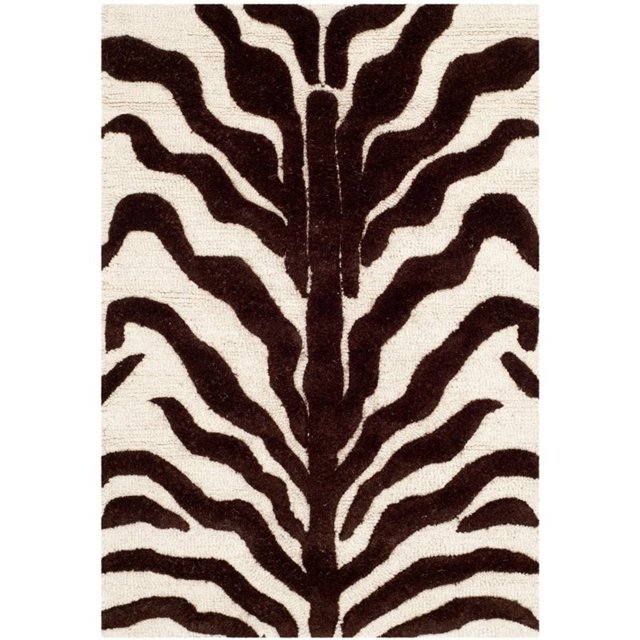 Safavieh Cambridge Collection CAM709V Handmade Moroccan Geometric Ivory and Brown Premium Wool Square Area Rug (6' Square)