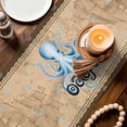 thumbnail image 2 of Vintage Octopus Cotton Linen Table Runner for Dining Kitchen, Brown Nautical Anchor Bubbles Coastal Wedding Outdoor Party Tablerunners Decoration, Dresser Scarf Coffee Tablecloth Runners 13x60 Inches, 2 of 9