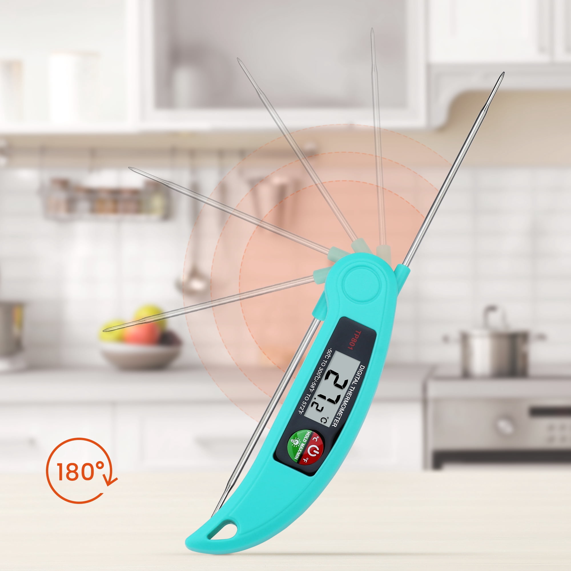 Unique Bargains Digital Meat Instant Read Food Thermometer Black/Green
