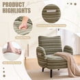 thumbnail image 5 of S-HOME Modern Style Armchair in Boucle Fabric with Side Storage Pocket and Solid Wood Legs for Living Room Office Reading Chair, Olive Green, 5 of 17