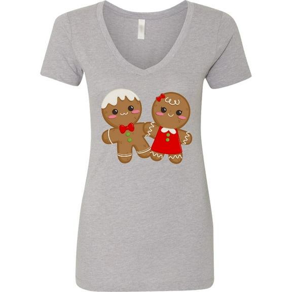 Inktastic Gingerbread Couple Women's V-Neck T-Shirt