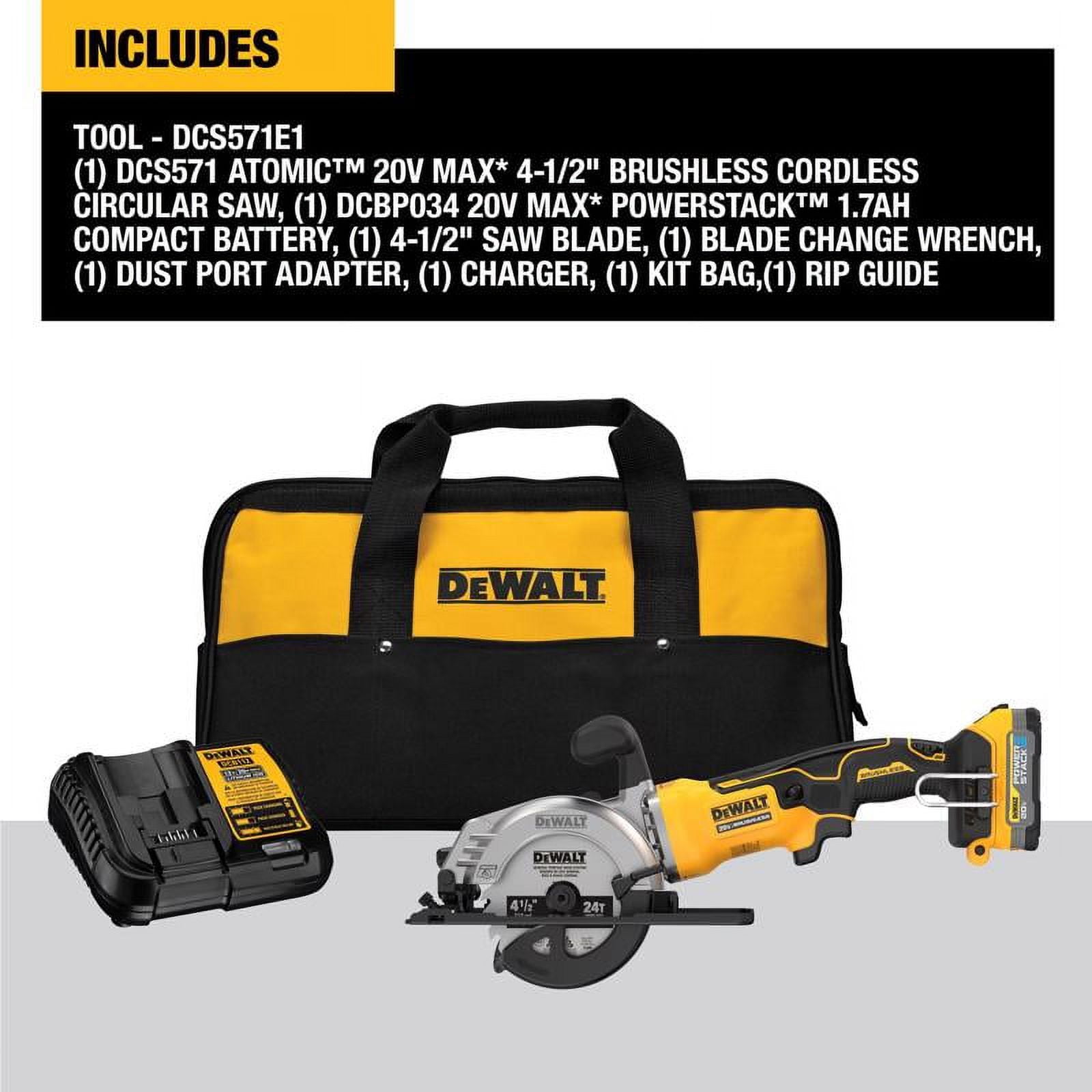 DeWalt 20V MAX ATOMIC with POWERSTACK 4-1/2 in. Cordless Brushless Circular  Saw Kit (Battery  Charg
