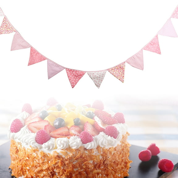 Toddmomy 1Set Triangle Bunting Banner Pink Floral Design for Nursery and Outdoor Decorations