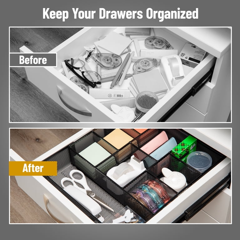 Mind Reader Expandable Mesh Desk Drawer Organizer, Black photo 4