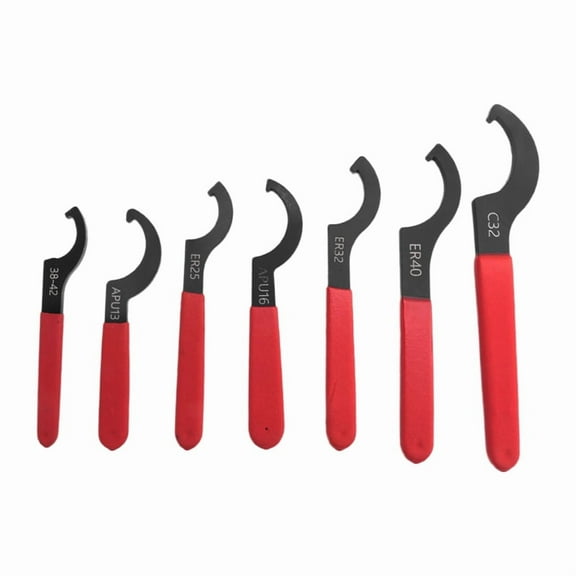 Coilover Wrench Spanner, 7PCS Non-Slip Spanner Wrench Set, Professional Universal Rubber Handle Wrench Spanner Tool,7 * shock wrenches,Black & Red