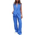 thumbnail image 1 of Conjunto de Mujer PRETTYGARDEN Chaleco sin Mangas Pantalones Palazzo Azul Talla M, 1 of 8