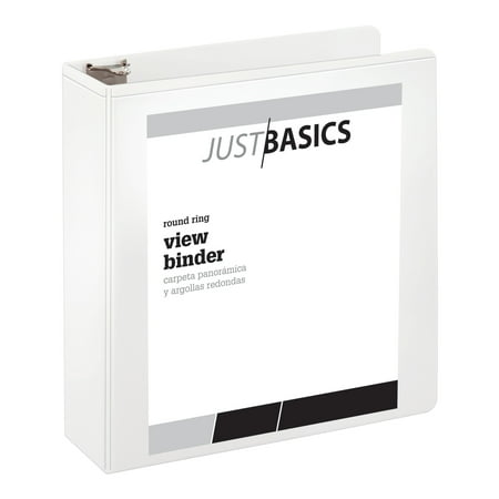 UPC: 0735854057411 | Just Basics Basic Round-Ring View Binder 3 Rings 61% Recycled White