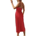 thumbnail image 2 of GHSDFBB Robe Satinée Sans Manches à Bretelles Spaghetti pour Femmes Cocktail Plage Soirée Col Bénitier à Pois Léopard Midi, 2 of 6