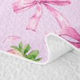 thumbnail image 5 of Erosebridal Pink Strawberry Bow Quilt King for Girls Women, Strawberry Ribbon King Coverlet Set, 3 Pieces, 5 of 7