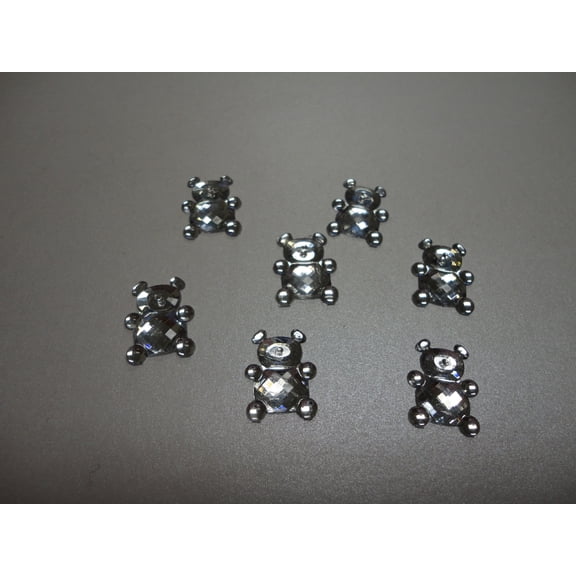 Charmed Plastic rhinestone bear Ornaments for decoration DIY White Color, 50 Pieces