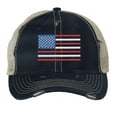 thumbnail image 3 of Distressed American Flag Trucker Hat - Vintage Patriotic Cap - Embroidered USA Design - Mesh And Strapback (RoyalBlue), 3 of 8
