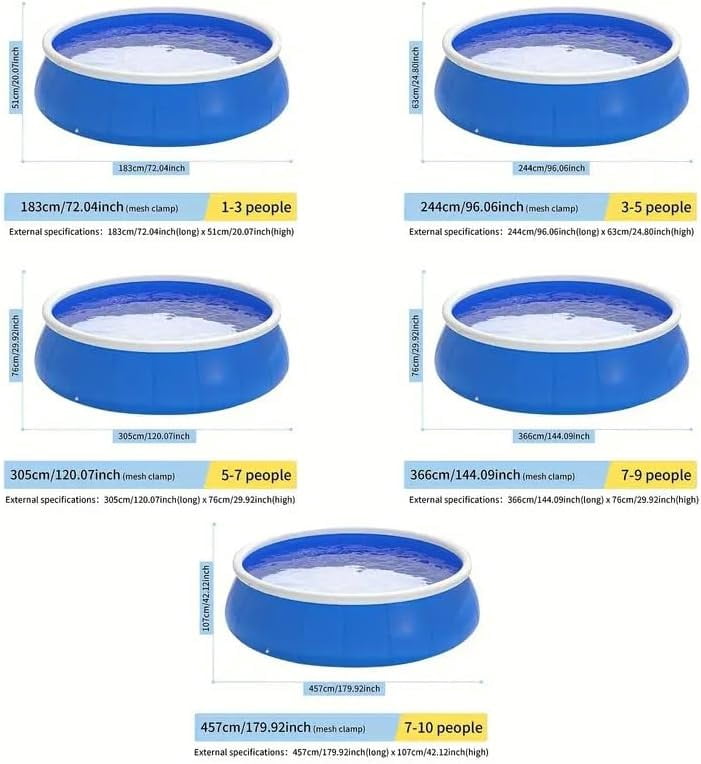 Elleree 120 X 30 in Top Ring Above Ground Inflatable Round Swimming Pool for Summer Outdoor Garden Backyard Childen Adults