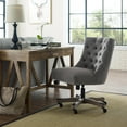 thumbnail image 4 of Linon Dixie Chaise de Bureau Pivotante Capitonnée Rembourrée à Base en Bois Gris Délavé, 4 of 12