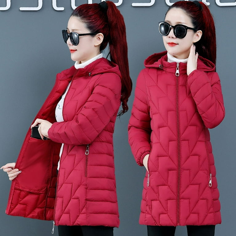 Homenesgenics Outdoor Jackets Winter Coats for Women Plus Size Women's  Mid-length Fall-winter Over Knee Skirt Padded Coat Plus Size Thick Coat  Clearance 