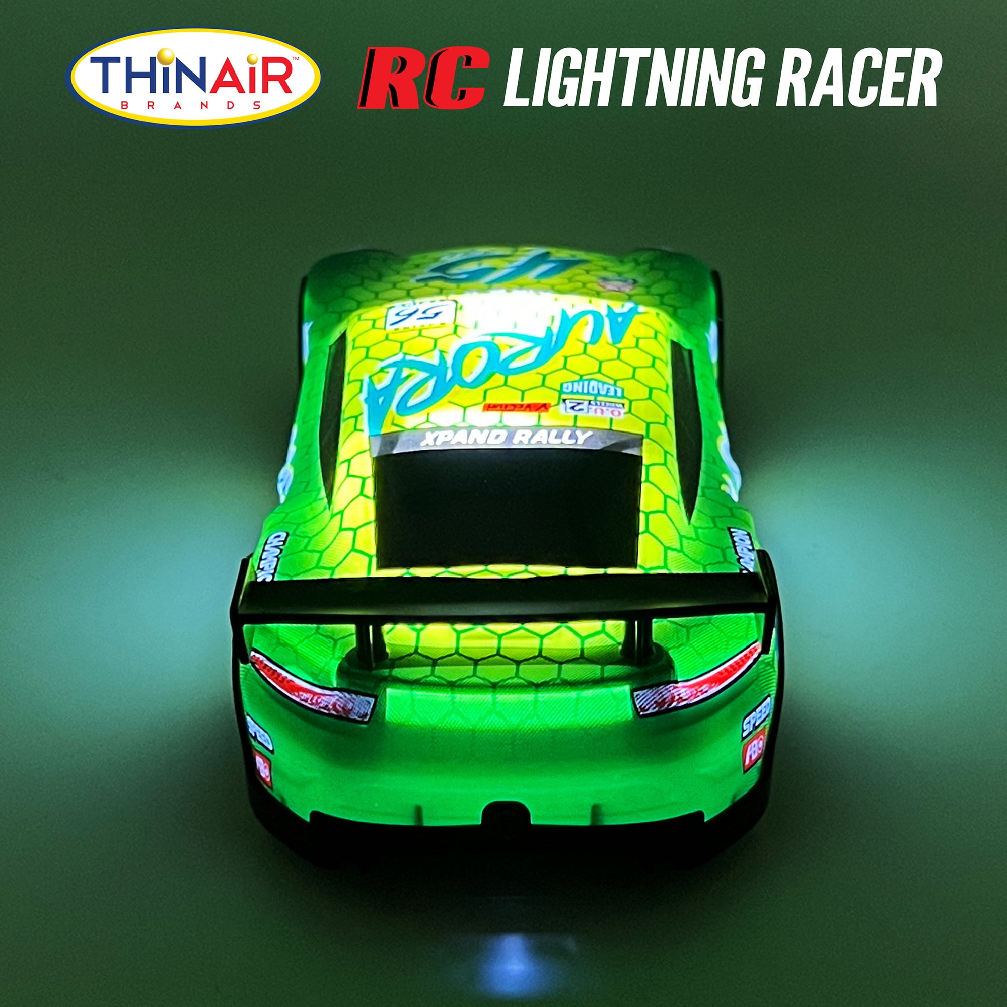 Hyper Drive: RC Lightning Racer - Green & Yellow - Light-Up Remote Control Car, High-Speed Play Vehicle, LED Lights, 2.4 GHz, 1:40 Scale, Kids 5+