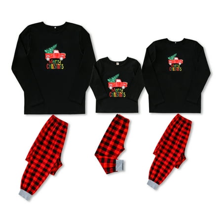

GRNSHTS Family Matching Christmas Pajamas Set Black Xmas Pjs Set Adults Baby Kids 2PCS Merry Christmas Sleepwear Nightwear(Black Kids 4/5T)