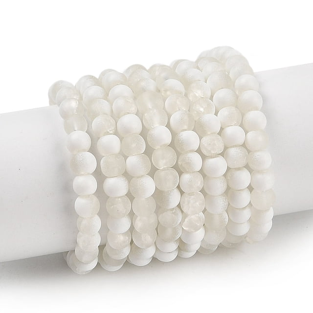Frosted Crackle Glass Beads Strands Rondelle White 4.5x3.5mm Hole: 0.8mm about 222pcs/strand 30.71''~31.10''(78~79cm)